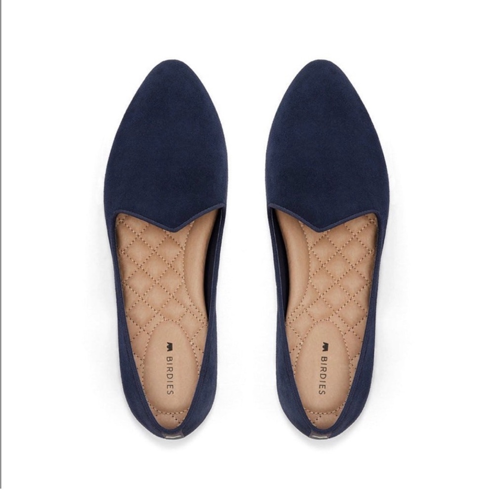 Birdies the Heron Navy Blue Suede Loafer Flats